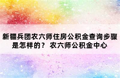 新疆兵团农六师住房公积金查询步骤是怎样的？ 农六师公积金中心